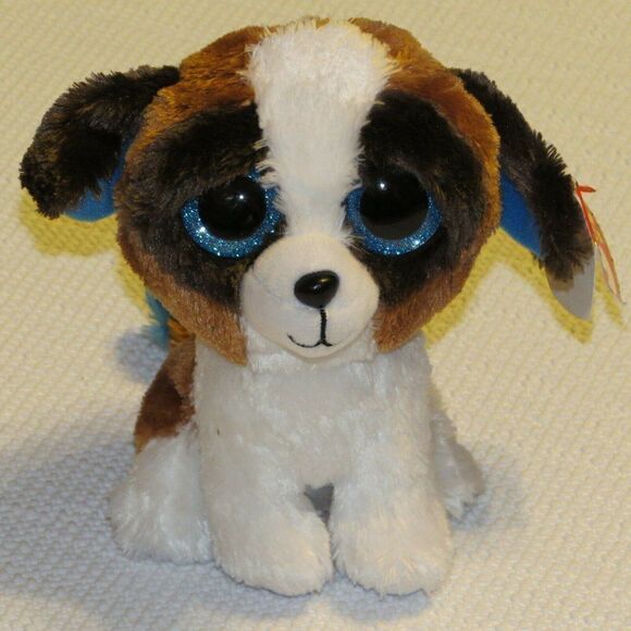 TY Beanie Boos Duke The St. Bernard  Dog 6" Plush TY Silk Big Blue Glitter Eyes - Picture 4 of 5